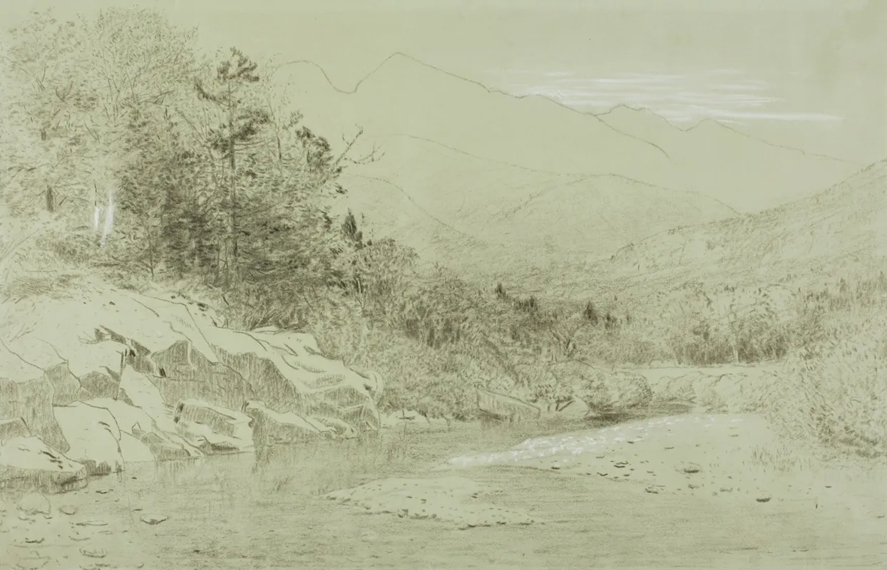 River Stream With Mountains In The Distance