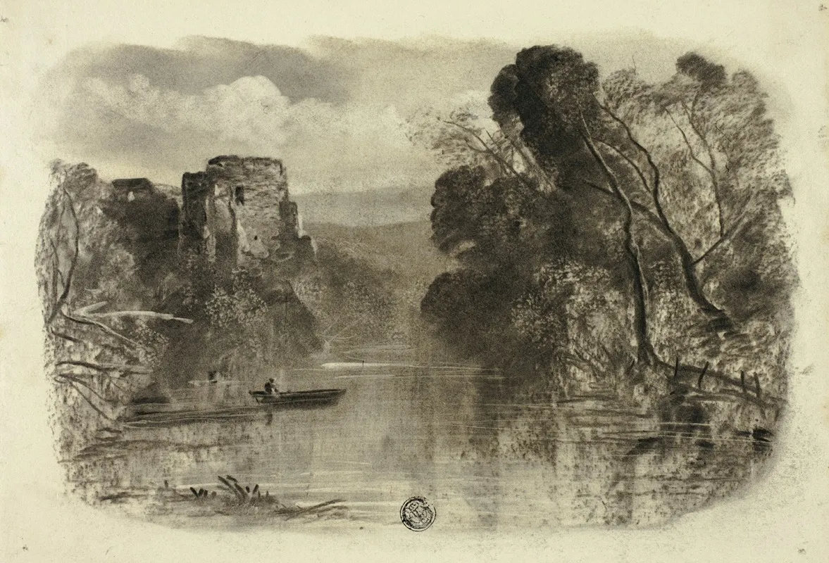 River With Castle Ruin And Boat I