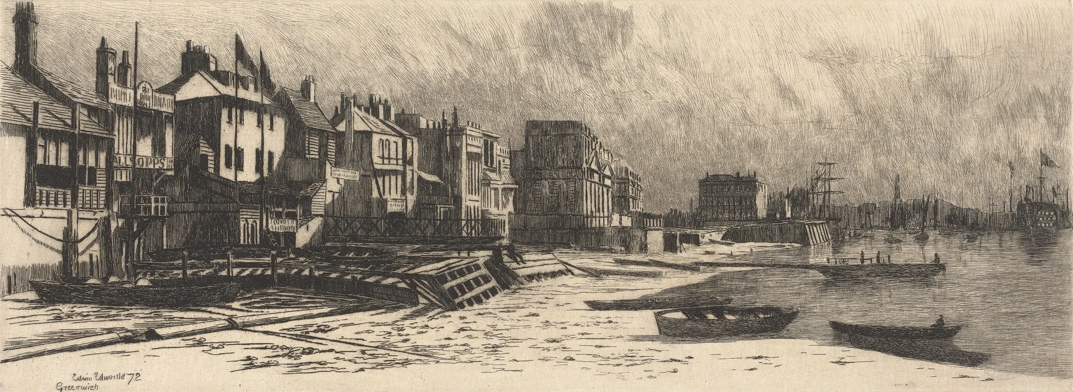 Riverside Taverns Greenwich by Edwin Edwards - Canvas Print