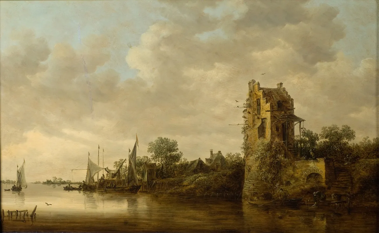 Riverside With An Old Tower
