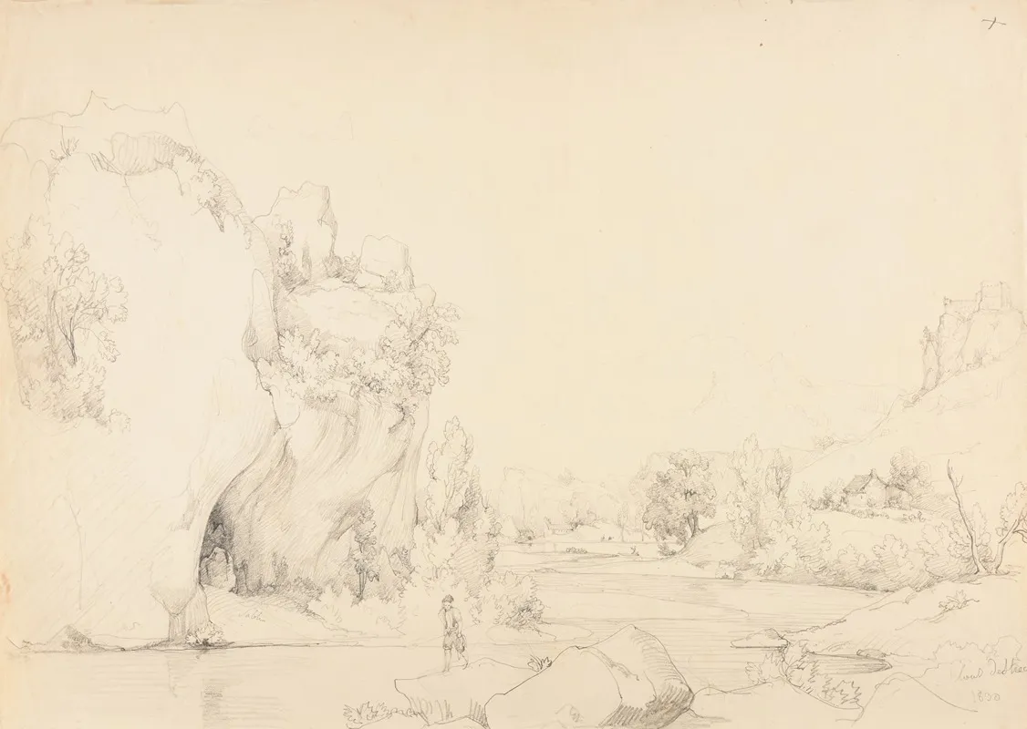 Riviere Avec Rochers Et Pecheurs
