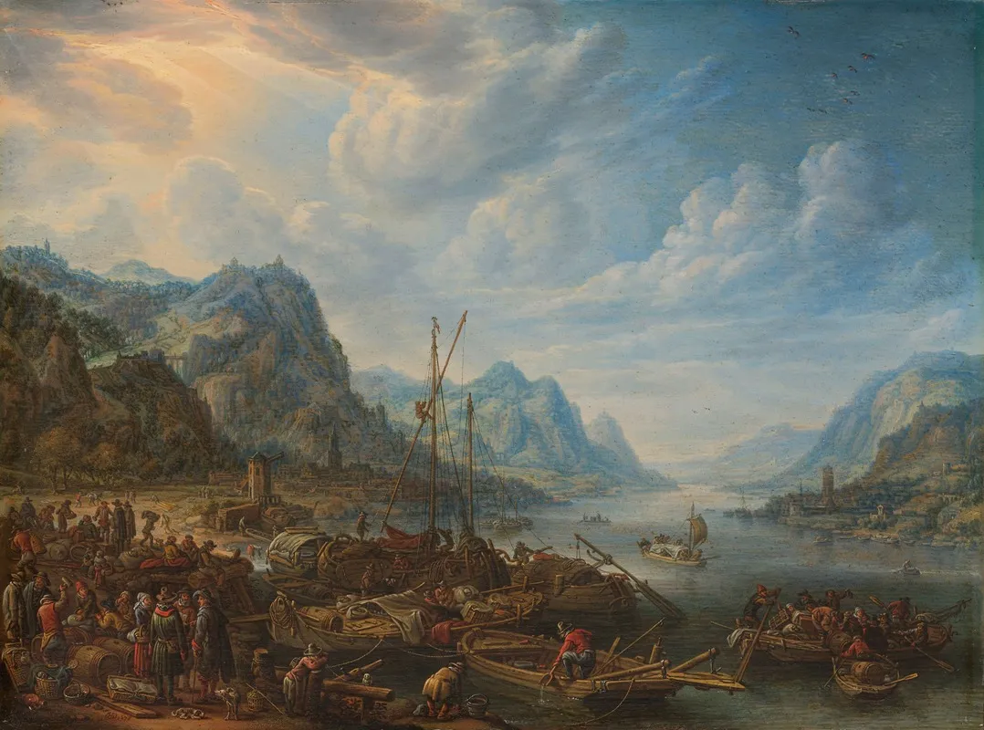 Riviergezicht Met Aanlegplaats by Herman Saftleven - Canvas Print