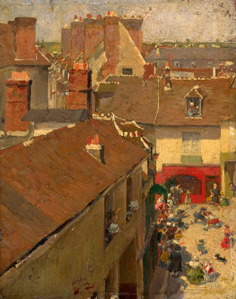 Rixe Sur Une Place De Village Vue De Haut