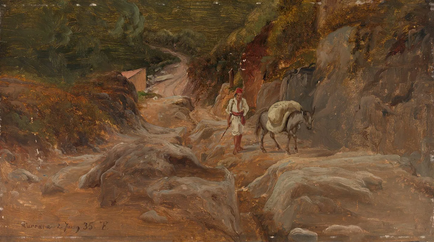 Road In Carrara by Thomas Fearnley - Canvas Print