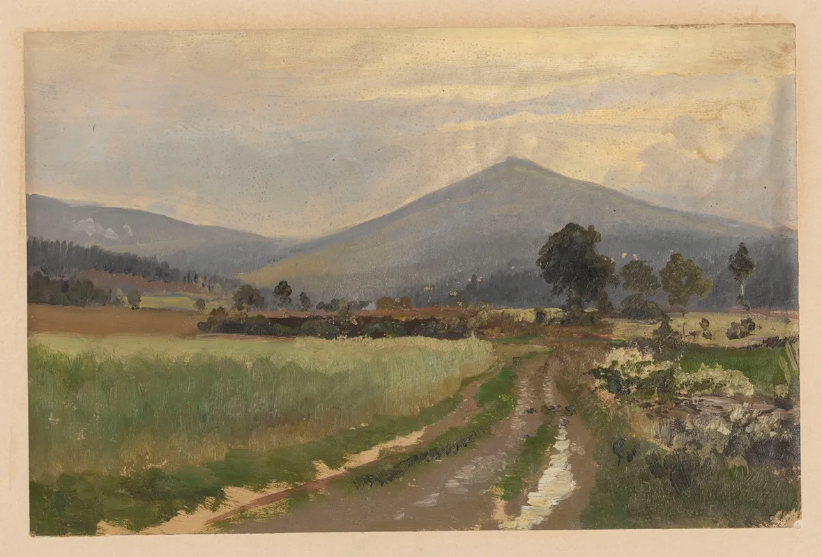 Road In Zlate Hory With A View Of Mount Biskupia Kopa