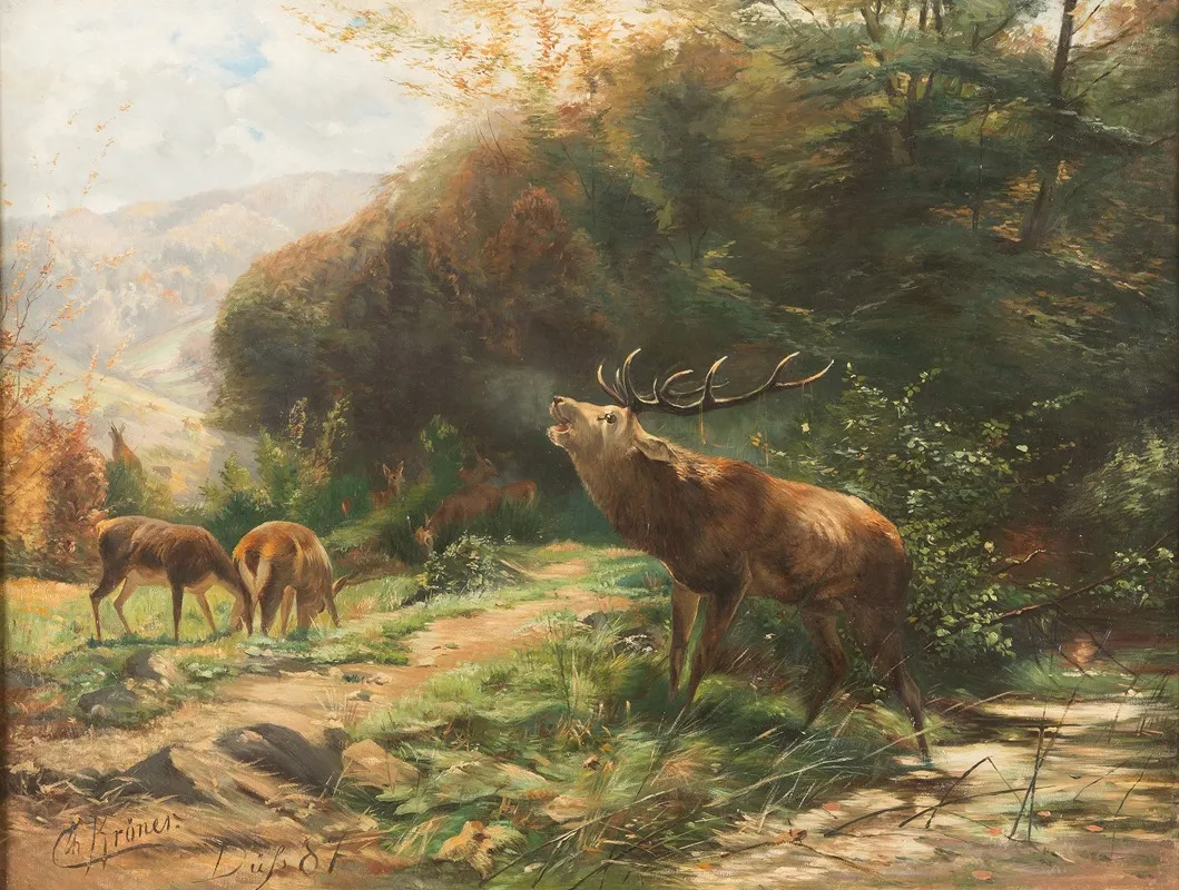 Roaring Stag by Christian Kröner - Canvas Print