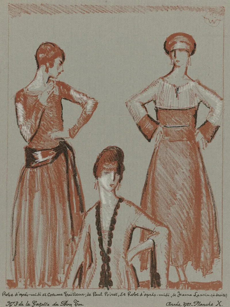 Robe Dapres Midi Et Costume Tailleur De Paul Poiret Et Robe Dapres Midi De Jeanne Lanvin by Porter Woodruff - Canvas Print