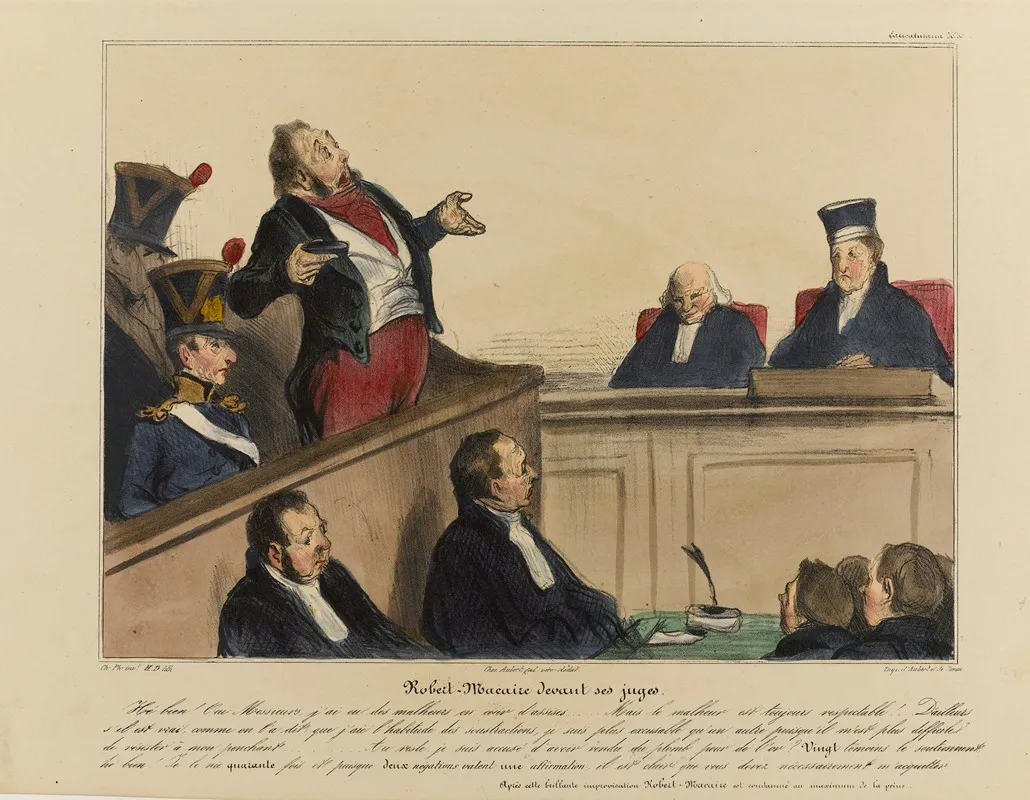Robert Macaire Devant Ses Juges by Honoré Daumier - Canvas Print