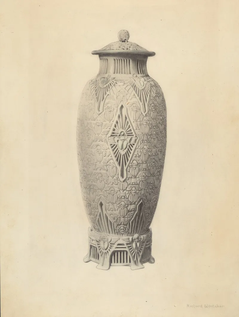 Robineau Scarab Vase by Richard Whitaker - Canvas Print