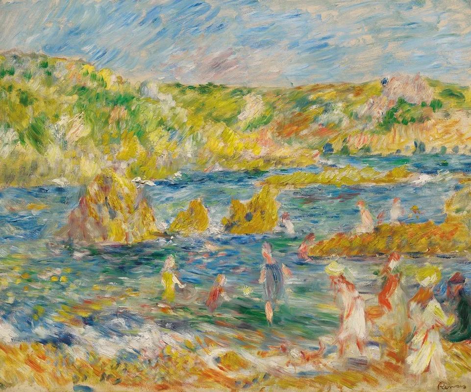 Rochers De Guernesey Avec Personnages Plage A Guernesey