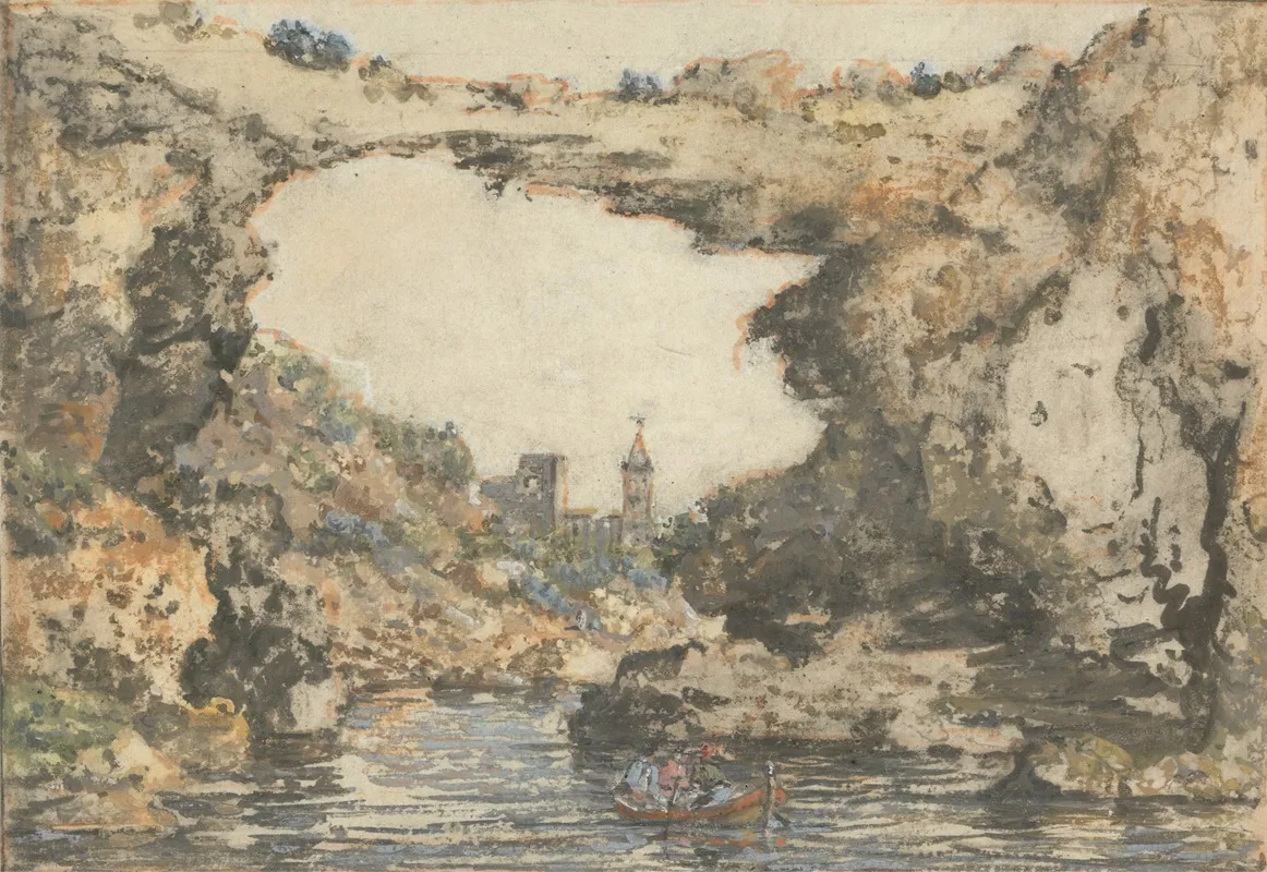 Rock Bridge At The Scuola Di Virgilio by William Marlow - Canvas Print