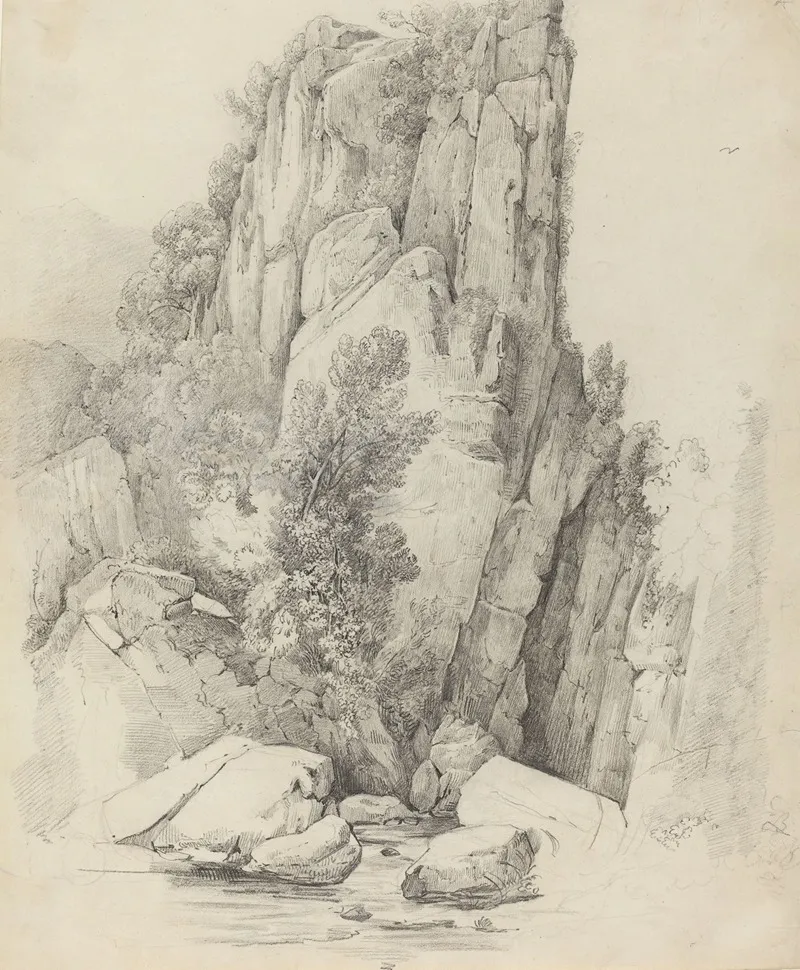 Rock Cliffs Above A Stream by Johann Christoph Erhard - Canvas Print