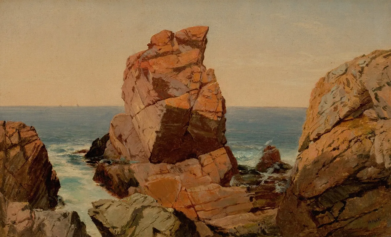 Rocks On The Shore by William M. Hart - Canvas Print