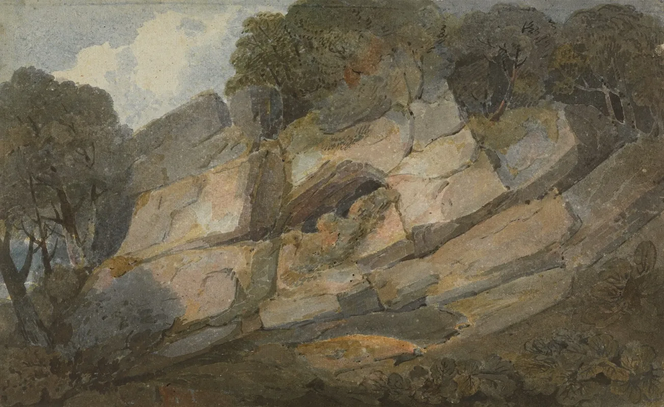 Rocks With Central Cavern Among Trees