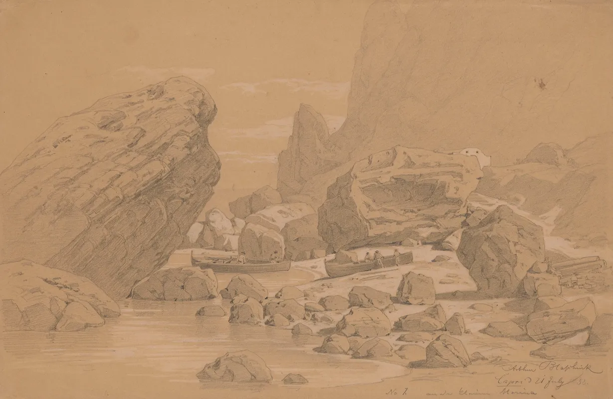 Rocky Beach On Capri by Arthur Blaschnik - Canvas Print