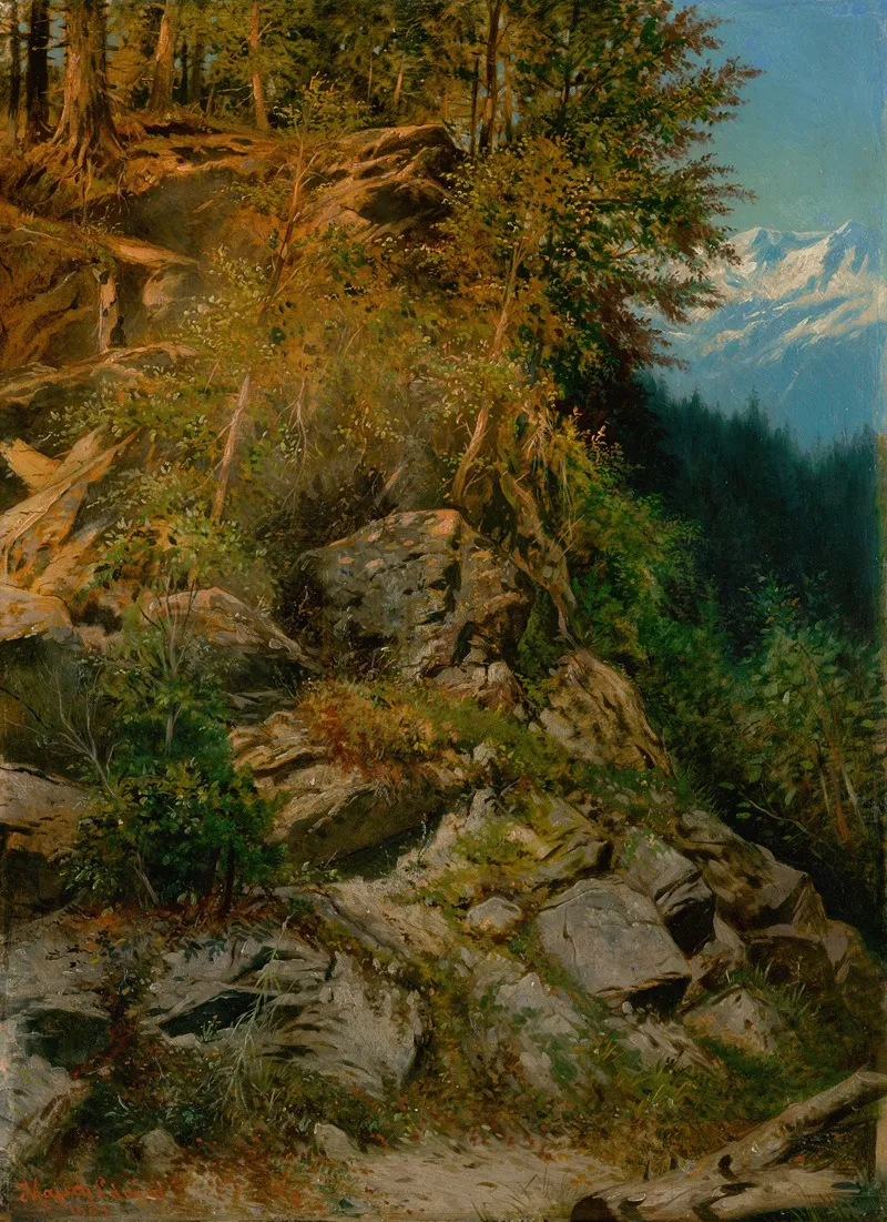 Rocky Hillside In A Mountain Landscape by Eduard Majsch - Canvas Print
