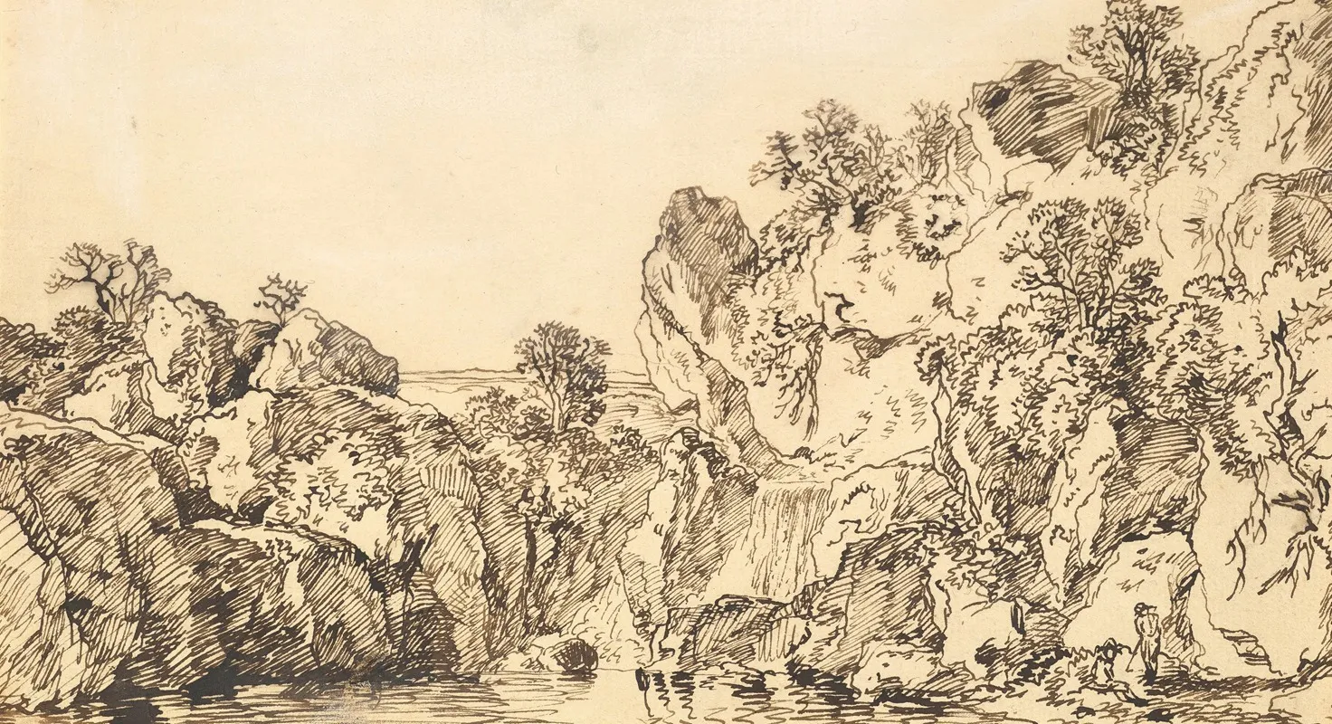 Rocky Landscape With A Lake by Franz Kobell - Canvas Print