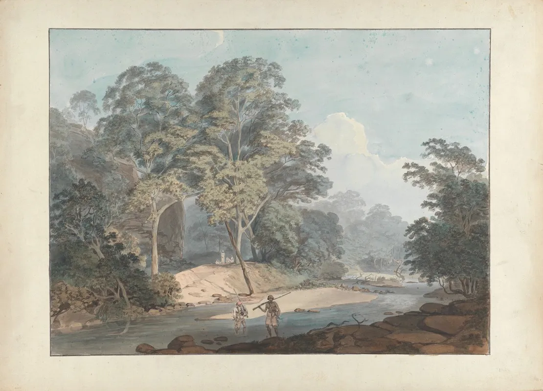 Rocky River Scene With Sepoys