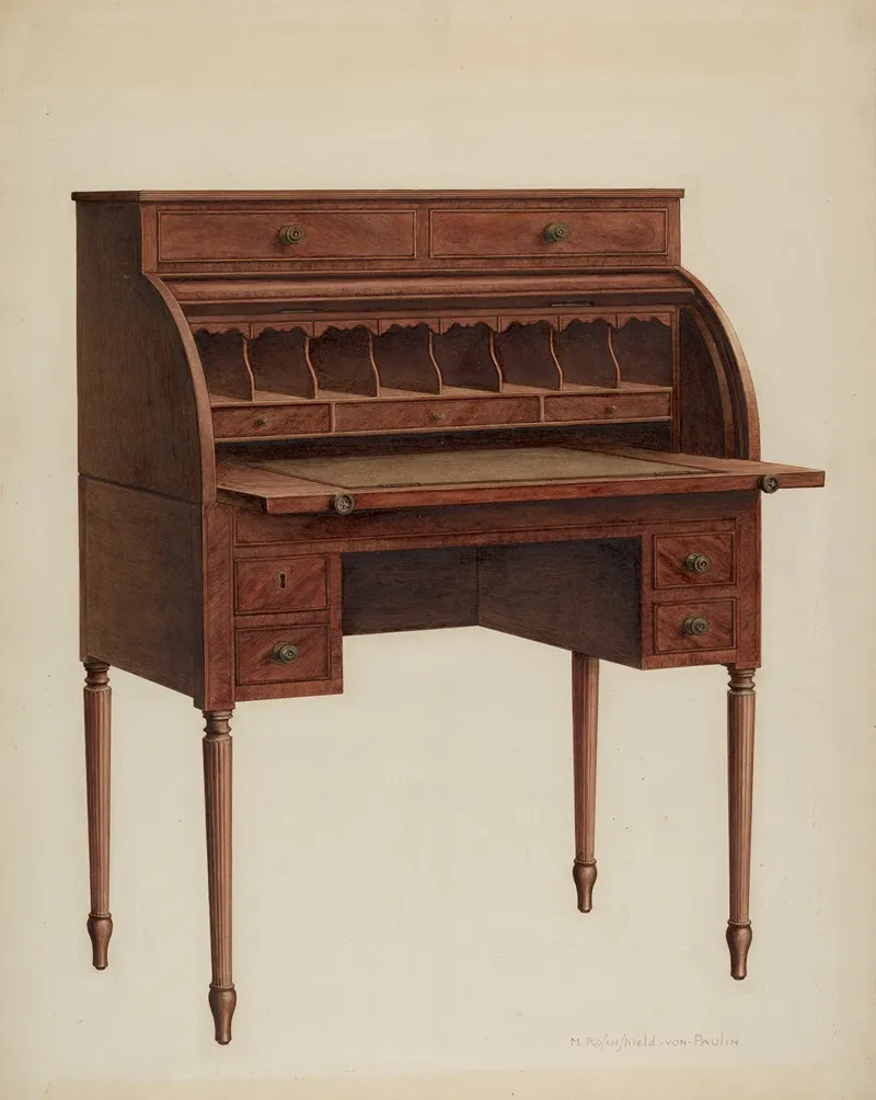 Roll Top Desk 2 by M. Rosenshield-von-Paulin - Canvas Print