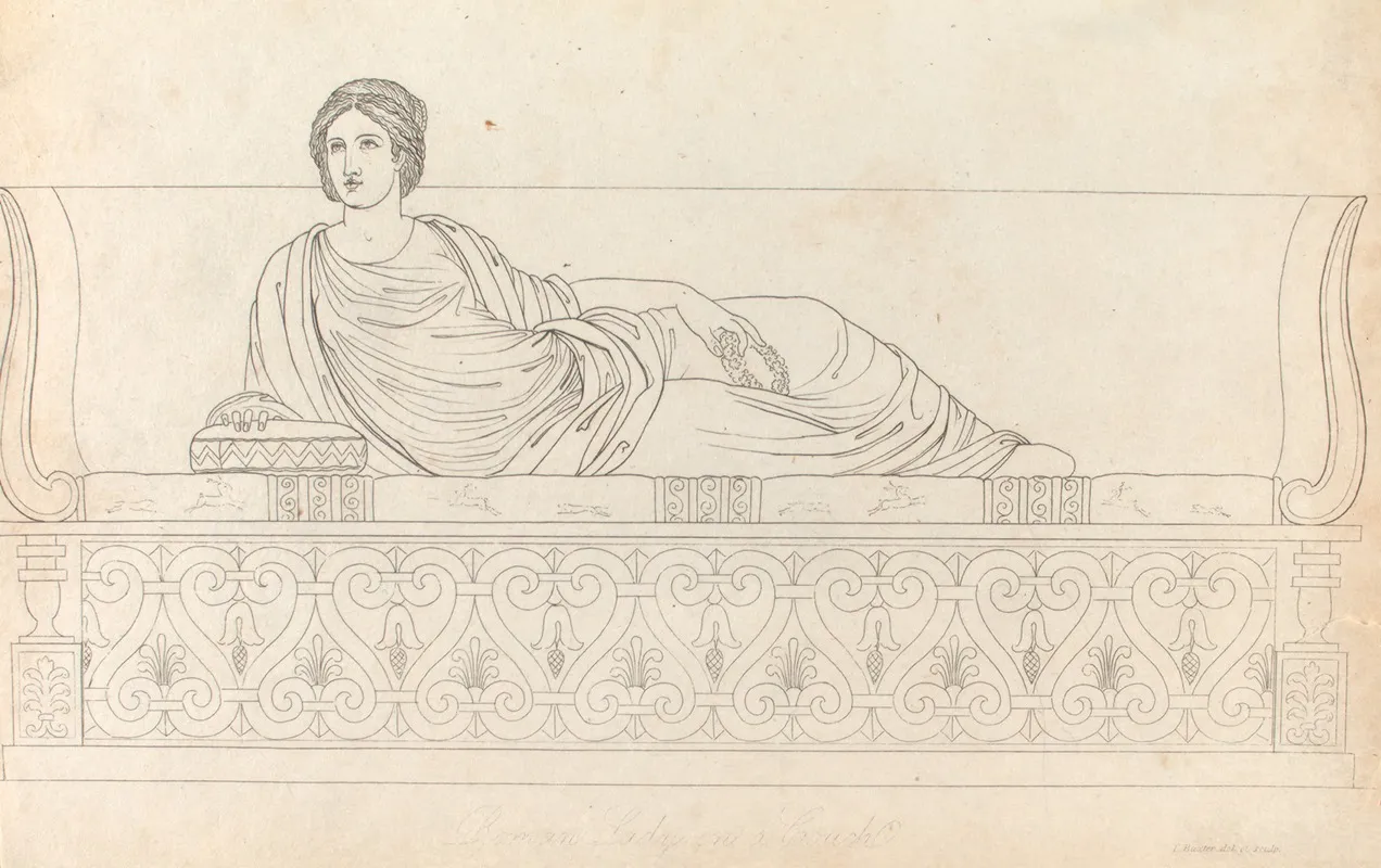 Roman Lady On A Couch by Thomas Baxter - Canvas Print