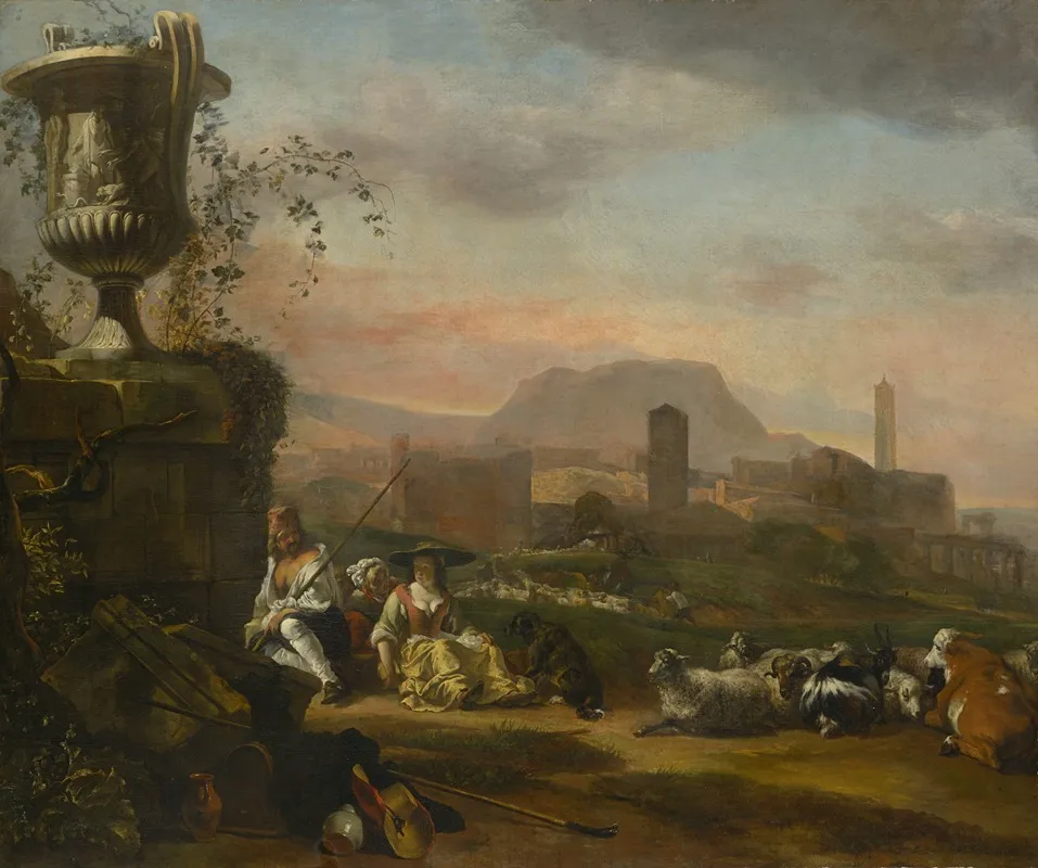 Roman Landscape With Shepherds by Jan Baptist Weenix - Canvas Print