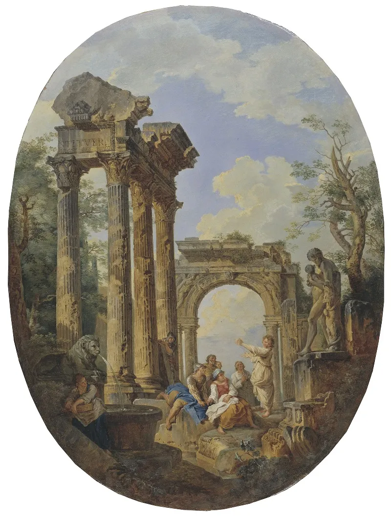 Roman Ruins 15 by Giovanni Paolo Panini - Canvas Print
