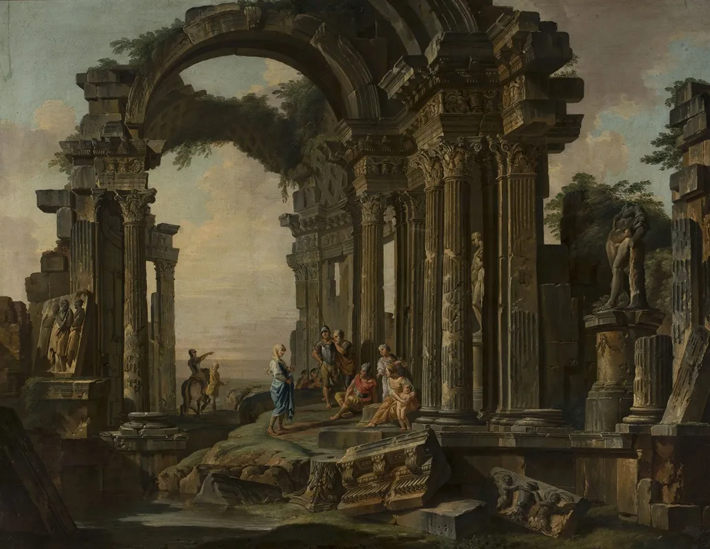 Roman Ruins 9 by Giovanni Paolo Panini - Canvas Print