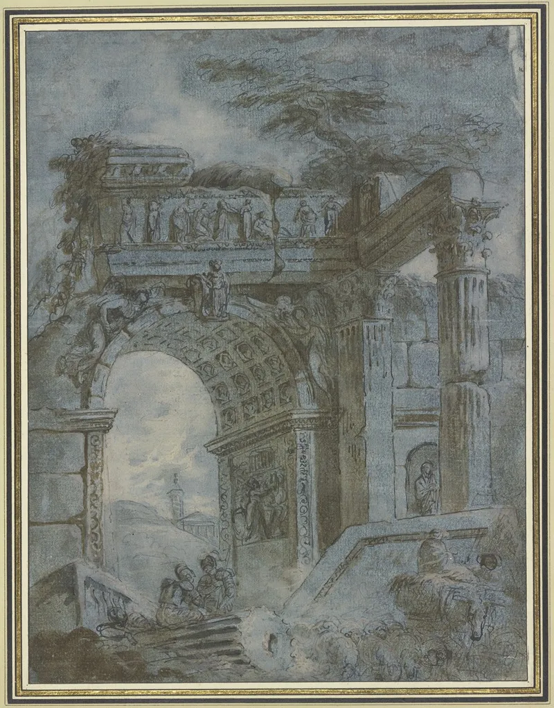 Roman Triumphal Arch by Hubert Robert - Canvas Print