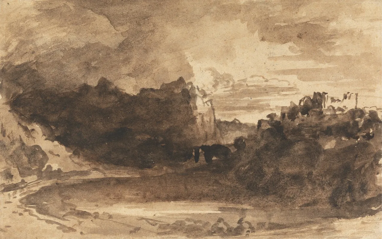 Romantic Landscape With Cliffs And A Castle