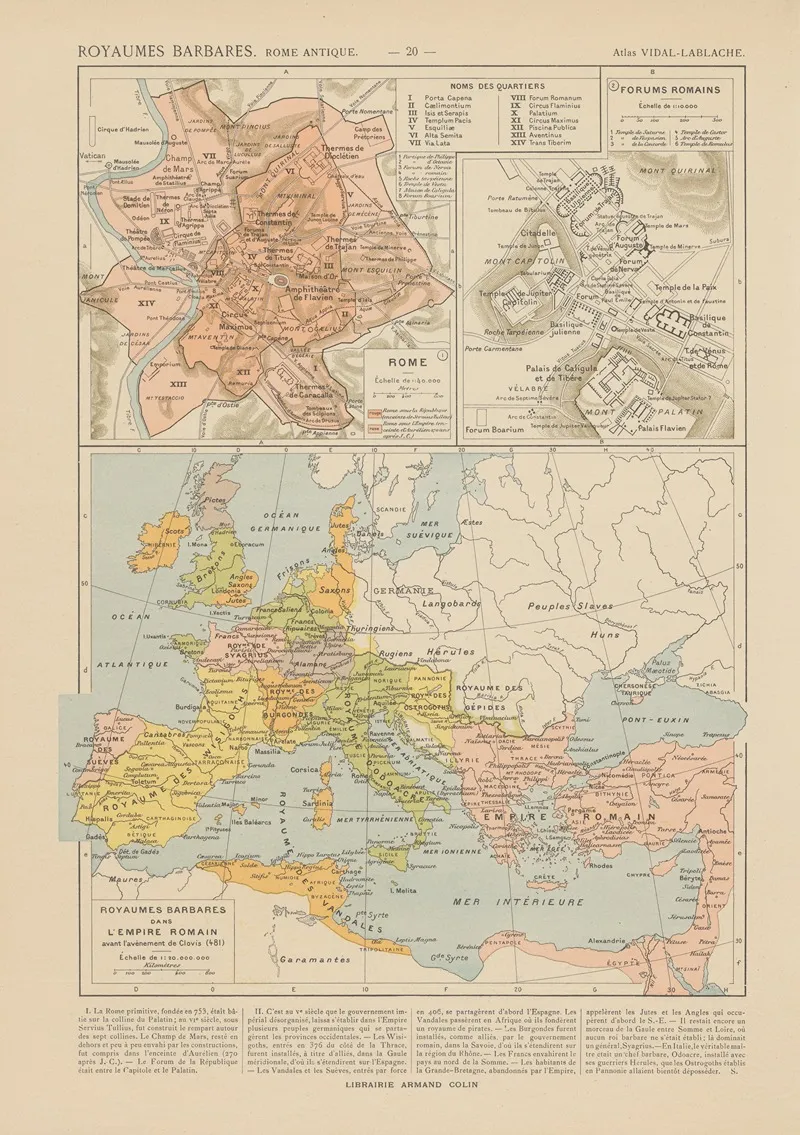 Rome Antique Royaumes Barbares by Paul Vidal de La Blache - Canvas Print