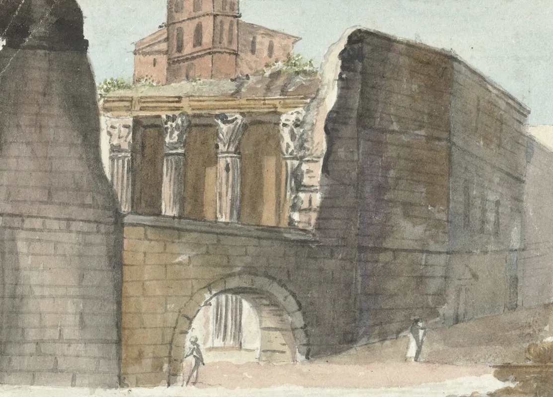Romeinse Ruines by Pieter Bartholomeusz. Barbiers - Canvas Print