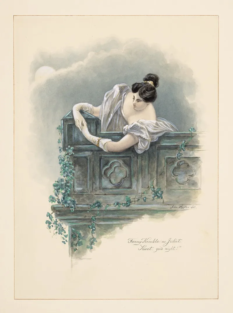 Romeo And Juliet Fanny Kemble As Juliet Sweet Good Night by John Hayter - Canvas Print