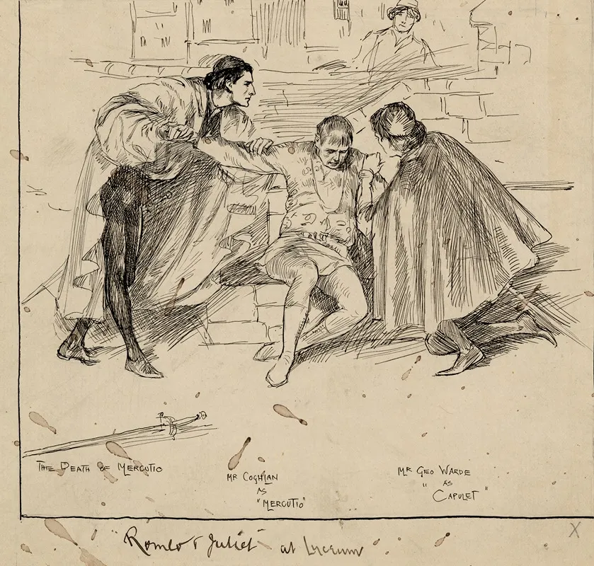 Romeo Juliet At Lyceum The Death Of Mercutio Mr Coghlan As Mercutio Mr Geo Warde As Capulet by Frederick Pegram - Canvas Print