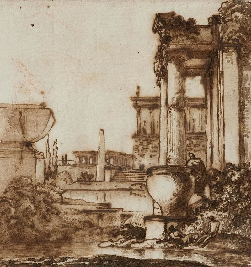 Romische Ruinen 3 by Franz Kobell - Canvas Print