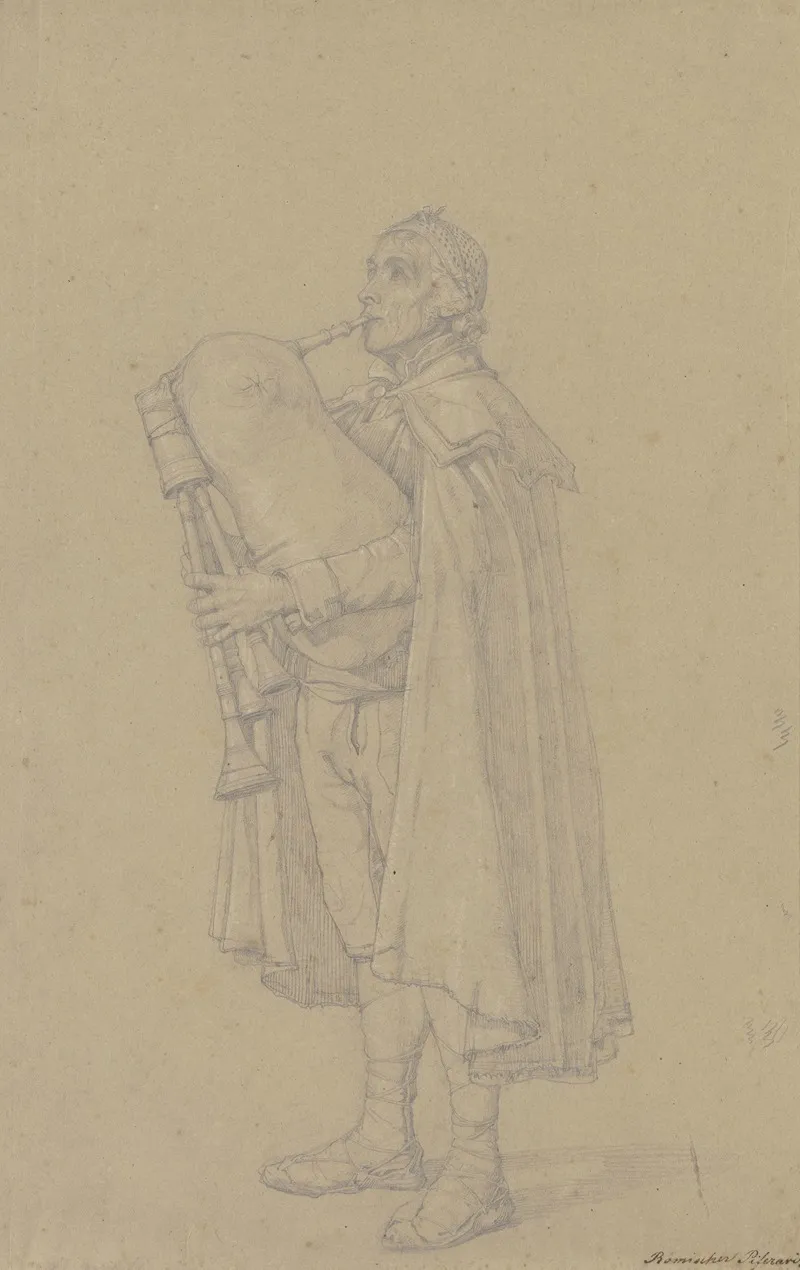Romischer Dudelsackspieler by Theodor Pelissier - Canvas Print