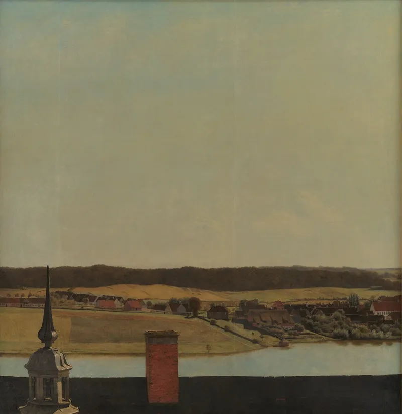 Roof Ridge Of Frederiksborg Castle With View Of Lake Town And Forrest