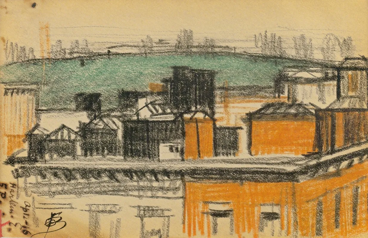 Rooftops Harlem by Oscar Bluemner - Canvas Print