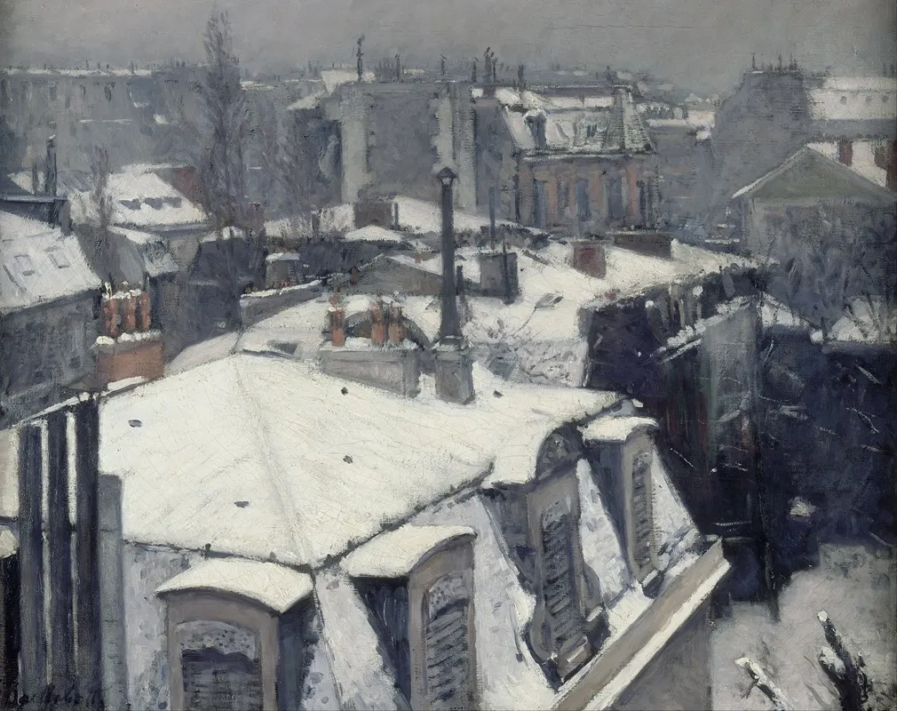 Rooftops In The Snow Snow Effect by Gustave Caillebotte - Canvas Print