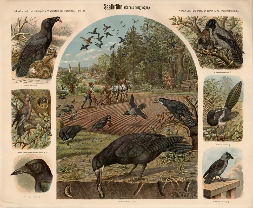 Rook Corvus Frugilegus by Albert Kull - Canvas Print