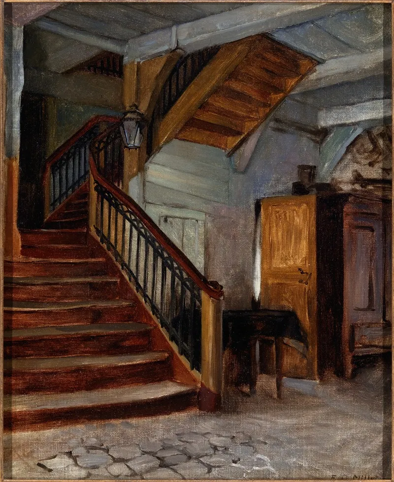 Room Interior With Winding Staircase