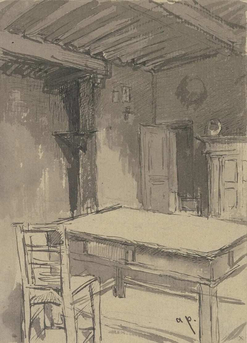 Room With Beamed Ceiling by August von Pettenkofen - Canvas Print