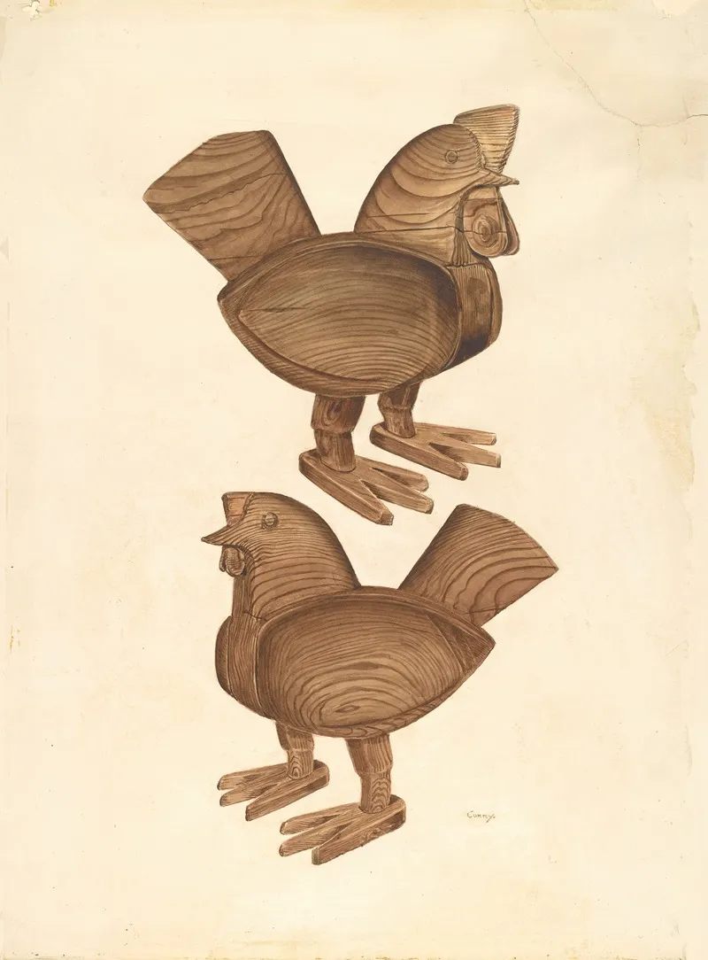 Rooster And Hen 2 by Al Curry - Canvas Print