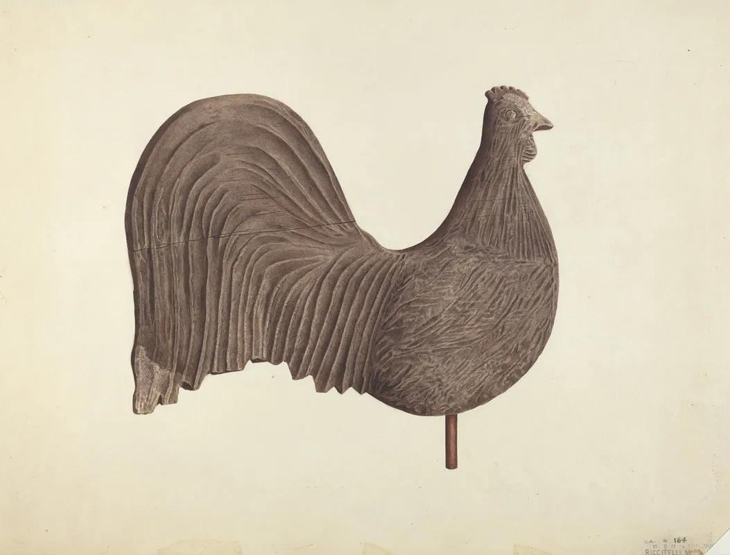 Rooster Weather Vane 3 by Michael Riccitelli - Canvas Print