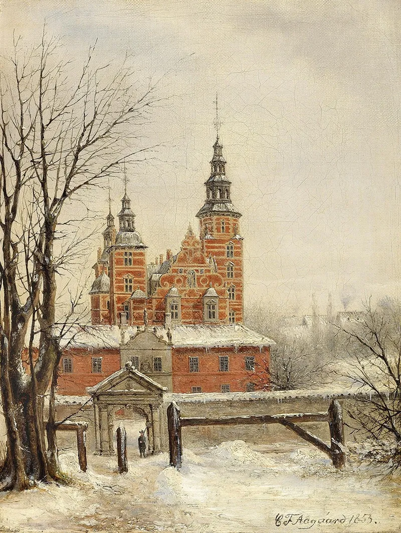 Rosenborg Ved Vintertide by Carl Frederik Aagaard - Canvas Print