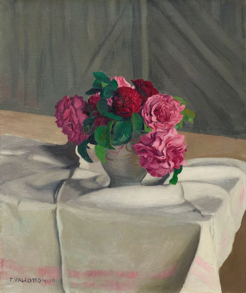 Roses Dans Un Sucrier Blanc by Félix Vallotton - Canvas Print