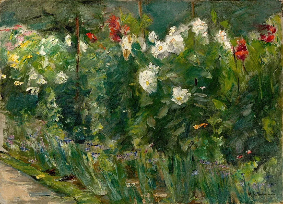 Rote Und Weise Blumen Nach Sudosten by Max Liebermann - Canvas Print