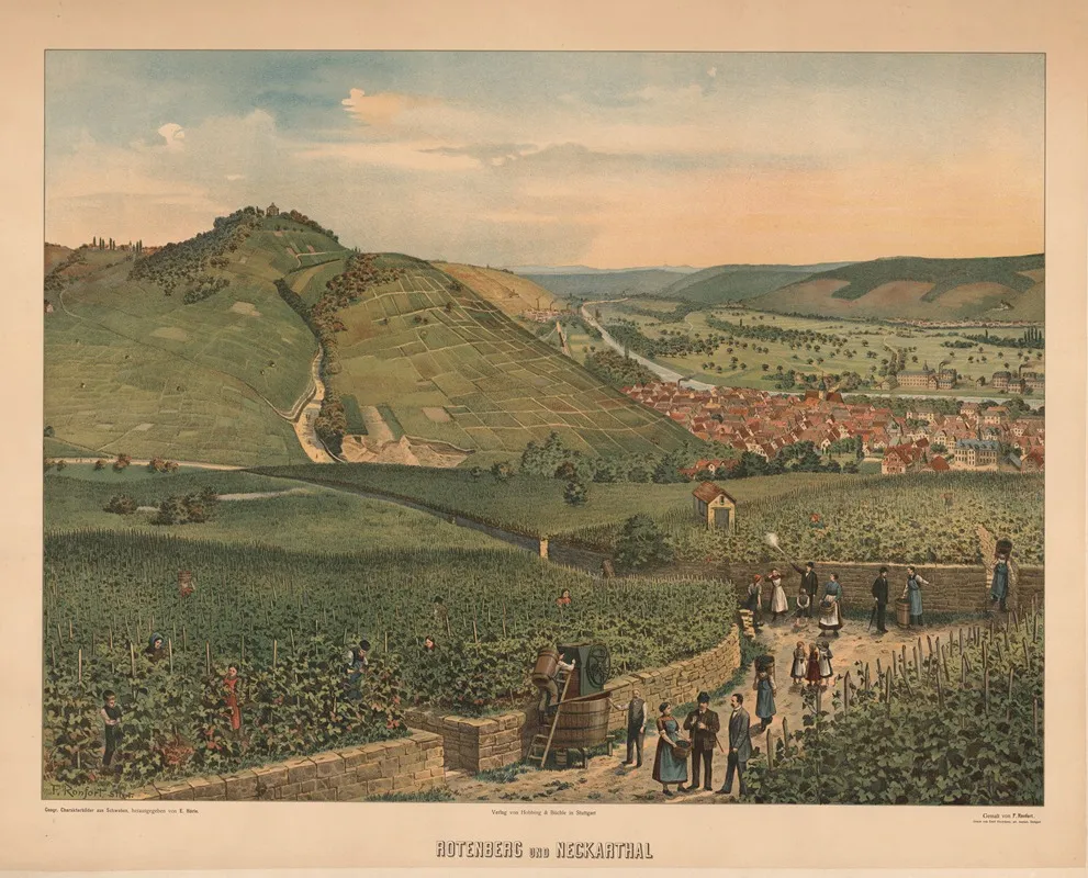 Rotenberg And Neckarthal by Friedrich Ronfort - Canvas Print