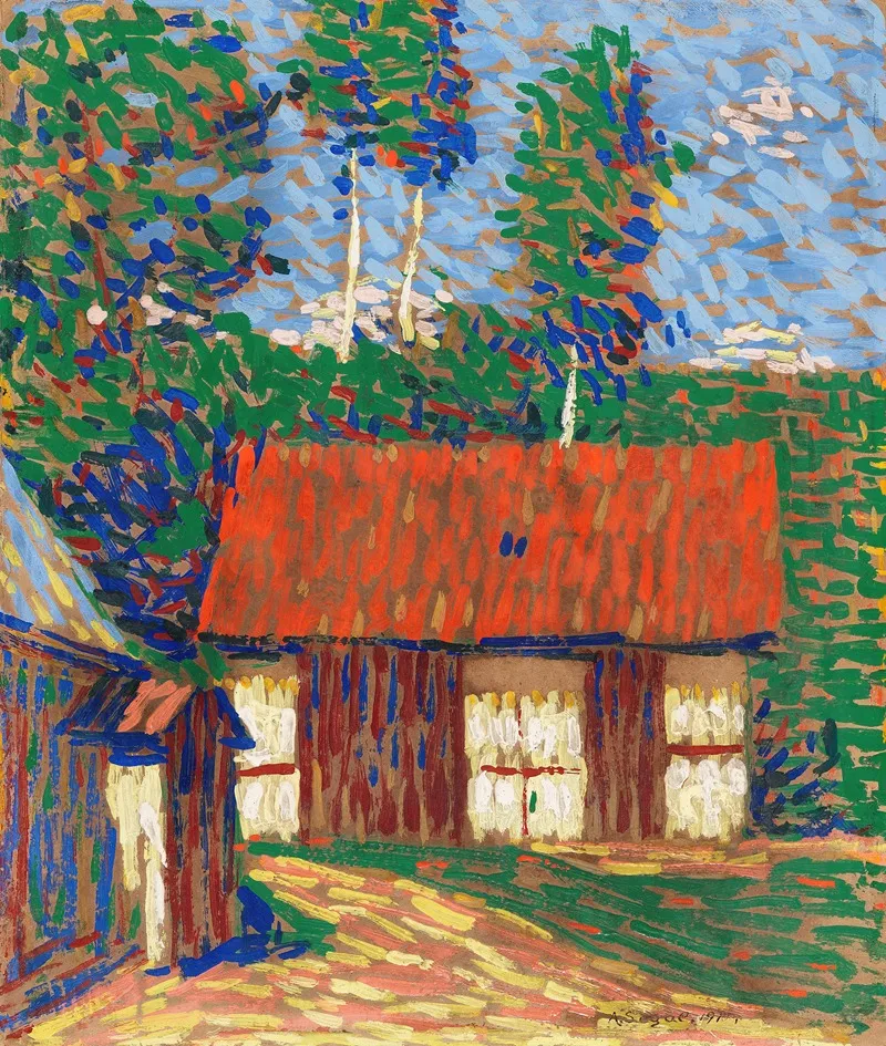 Rotes Dach by Arthur Segal - Canvas Print