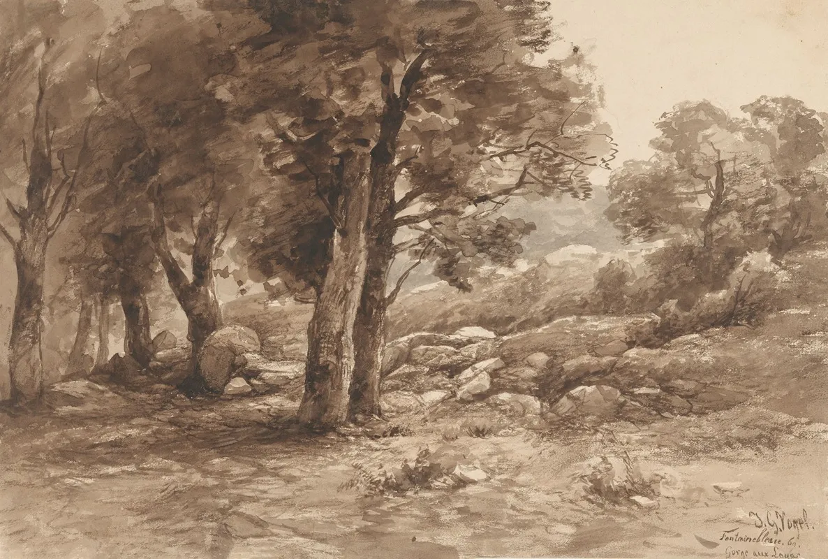 Rotsachtig Landschap Met Bomen by Johannes Gijsbert Vogel - Canvas Print