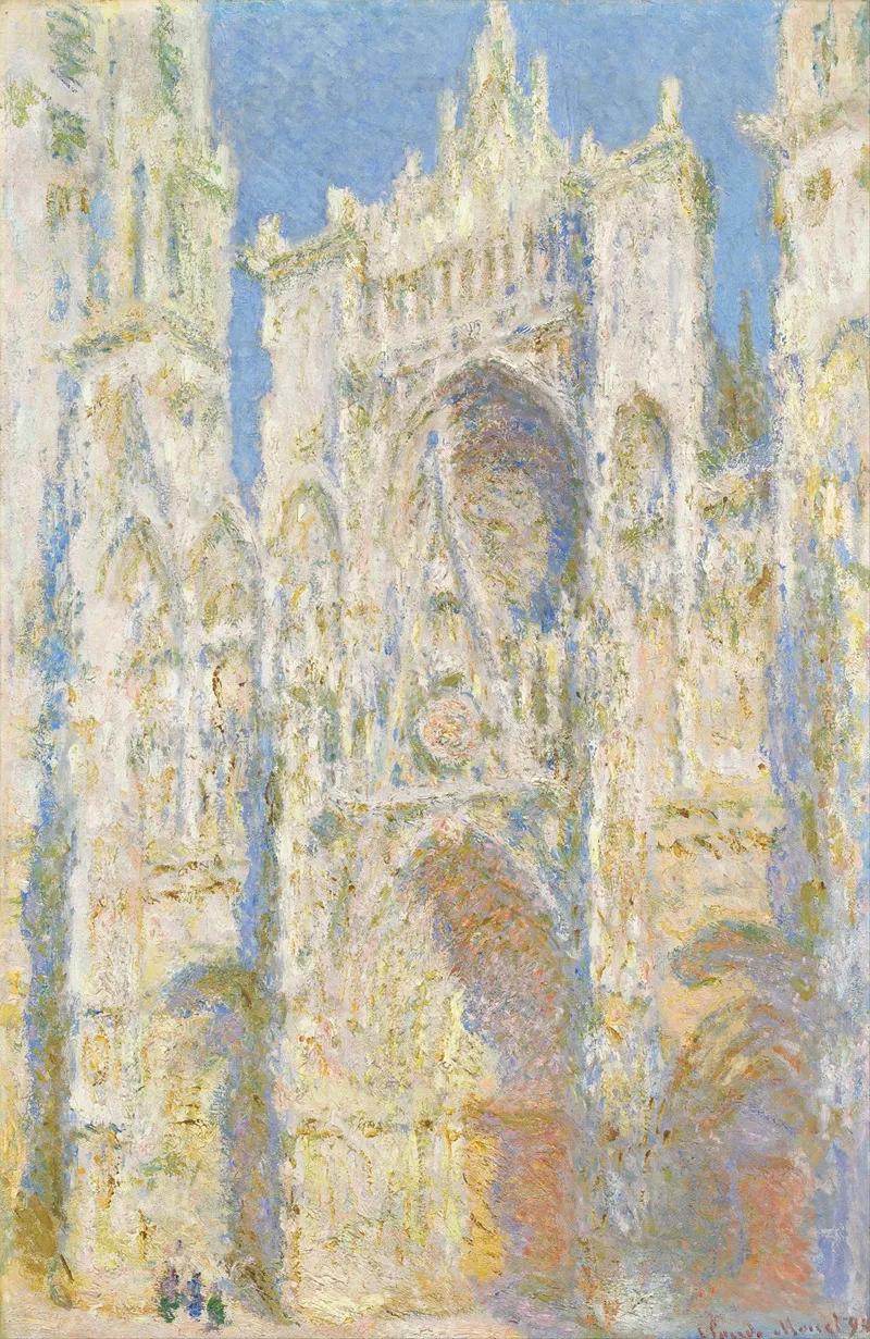 Rouen Cathedral West Facade Sunlight by Claude Monet - Canvas Print